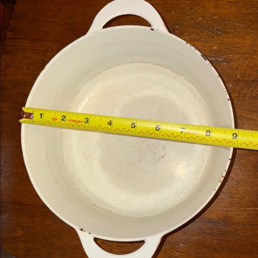 MCM Vintage Descoware 3.5 Quart Dutch Oven Belgian Enameled Cast Iron Flame Red
